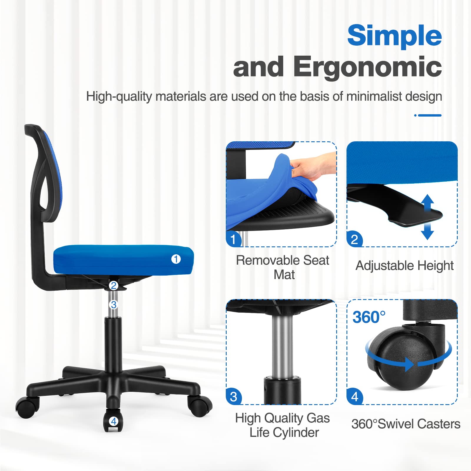 Sweetcrispy office chair 360-degree swivel for easy workspace access