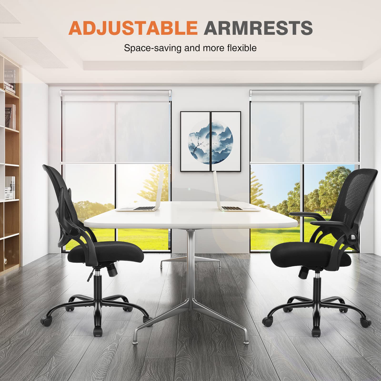 Sweetcrispy office chair flip-up armrests save space and support arms
