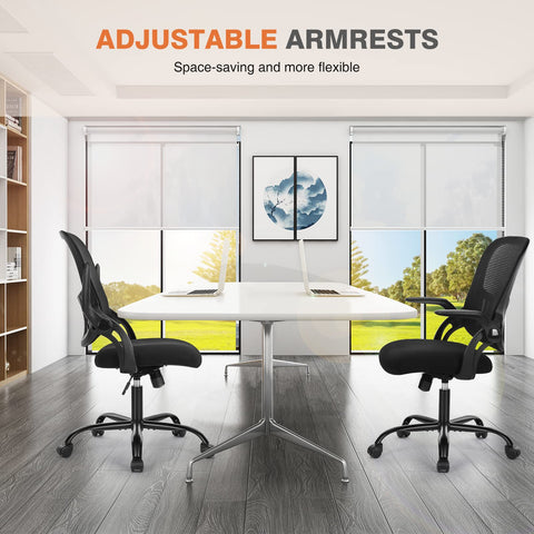 Sweetcrispy office chair flip-up armrests save space and support arms