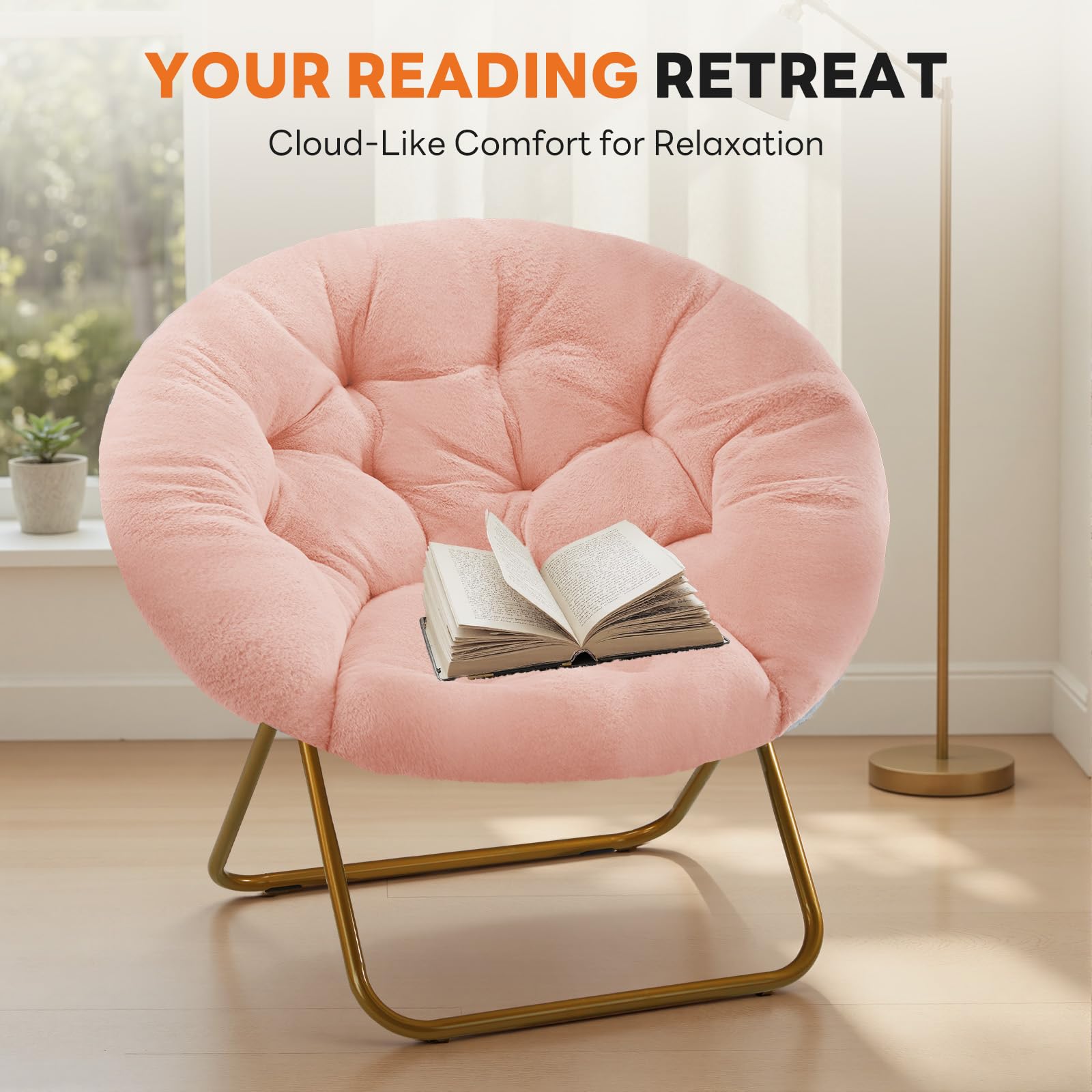 Sweetcrispy Saucer Chair anti-slip-feet stays stable on various floors.