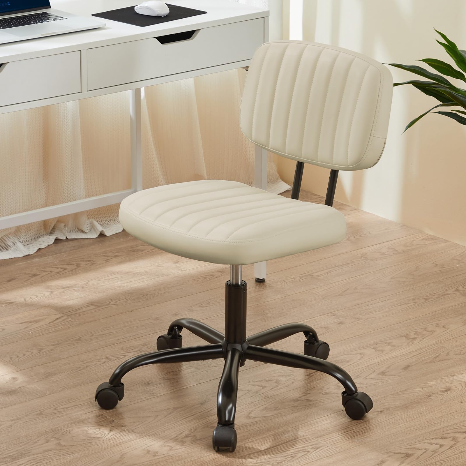 Sweetcrispy small office chair seat with breathable PU leather for all day comfort
