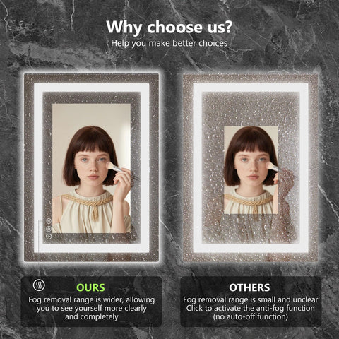 Sweetcrispy mirror with backlight provides ambient glow for evening routines.