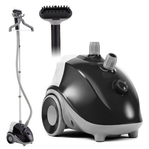 Sweetcrispy standing garment steamer heats up in 45 seconds for fast wrinkle removal.