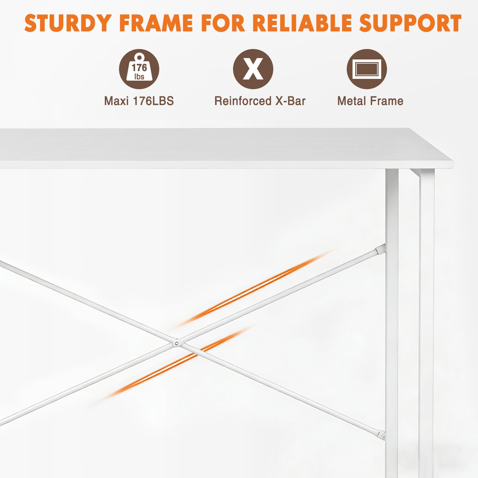 Sweetcrispy desk steel-frame construction provides sturdy support and easy assembly.
