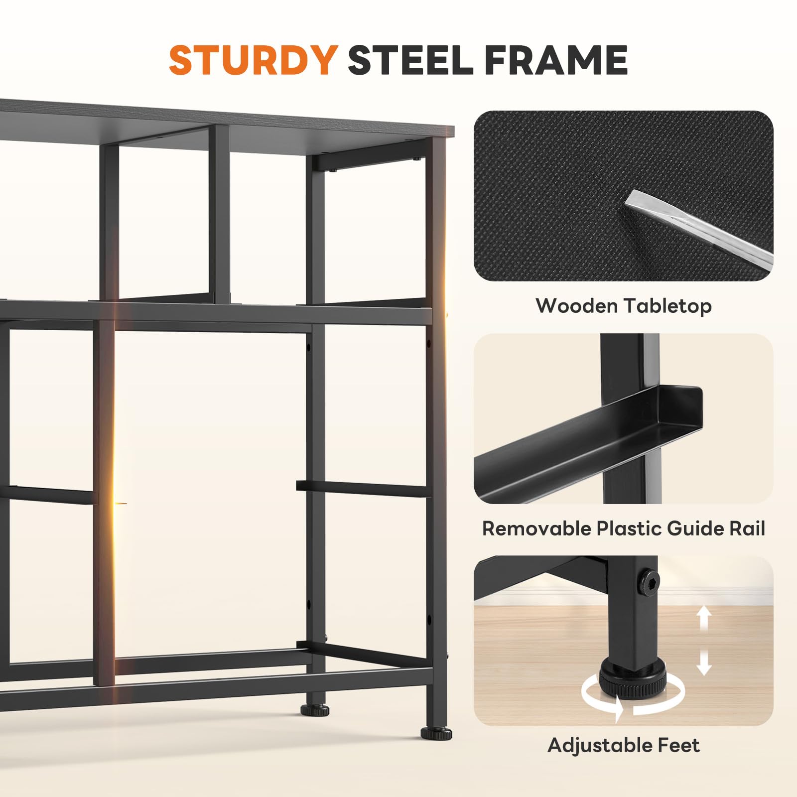 Sweetcrispy steel-frame dresser stays stable on various floors during use.