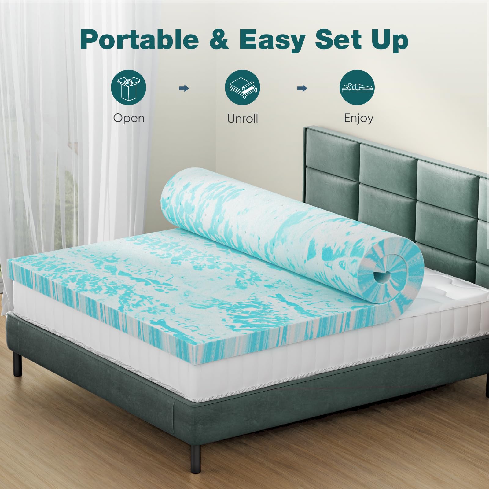 Sweetcrispy queen topper unfolded for easy, ready-to-use setup.