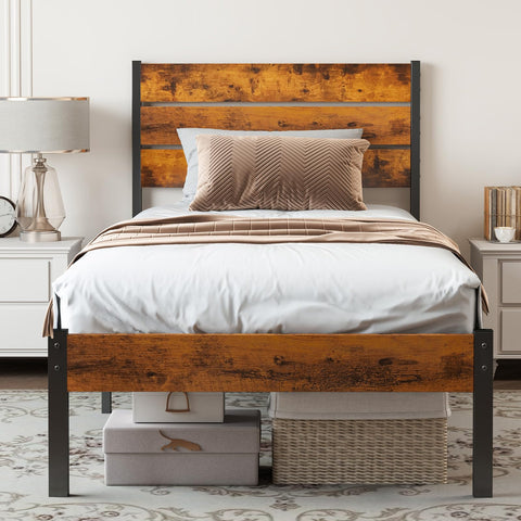 Sweetcrispy twin-size metal bed frame headboard with sturdy support.