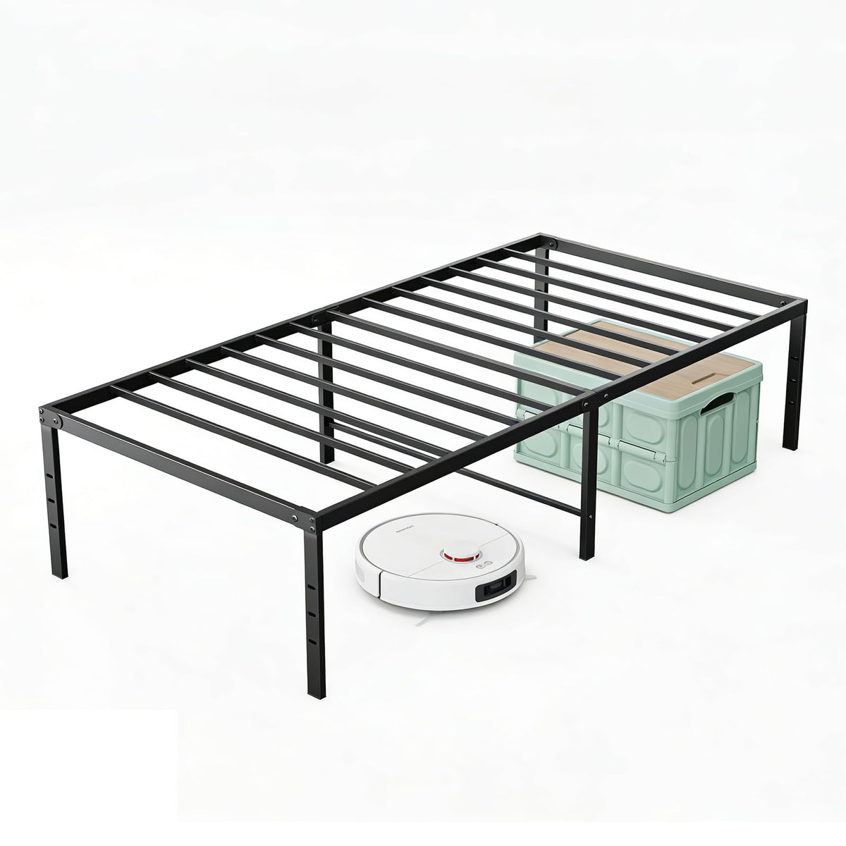 Sweetcrispy Twin XL heavy-duty steel bed frame provides stable, silent sleep.