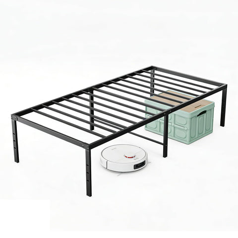 Sweetcrispy Twin XL heavy-duty steel bed frame provides stable, silent sleep.