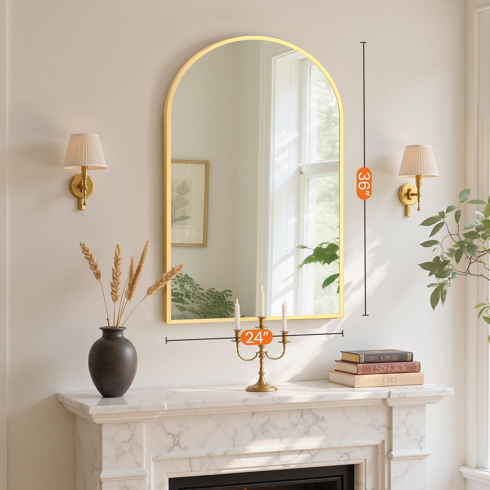 Sweetcrispy vanity-dressing 24x36 mirror over the sink for daily routines.