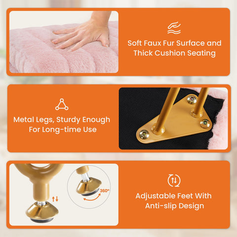 Sweetcrispy vanity stool offers 360° swivel and adjustable height for versatility.