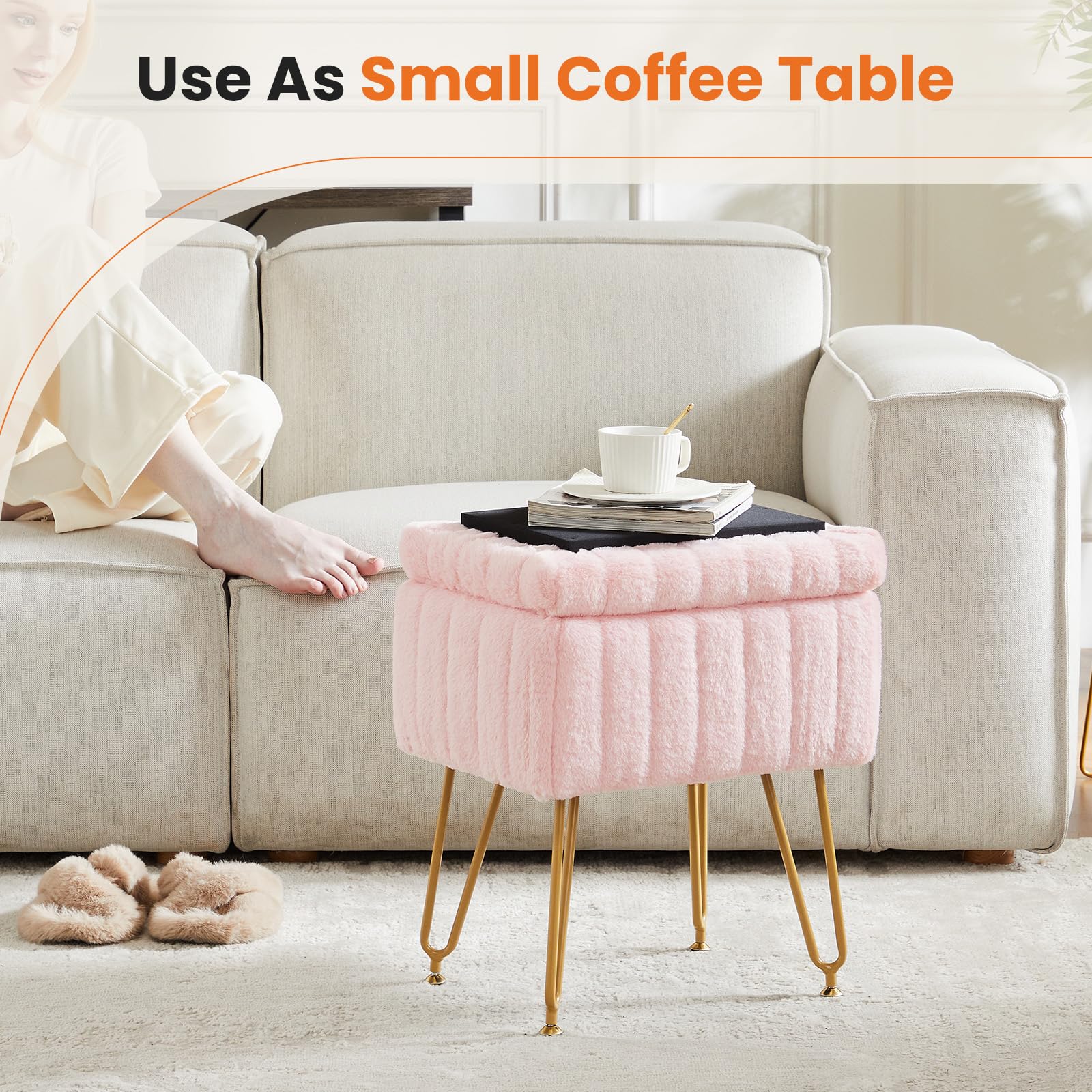 Sweetcrispy vanity stool doubles as a small bench or compact table.