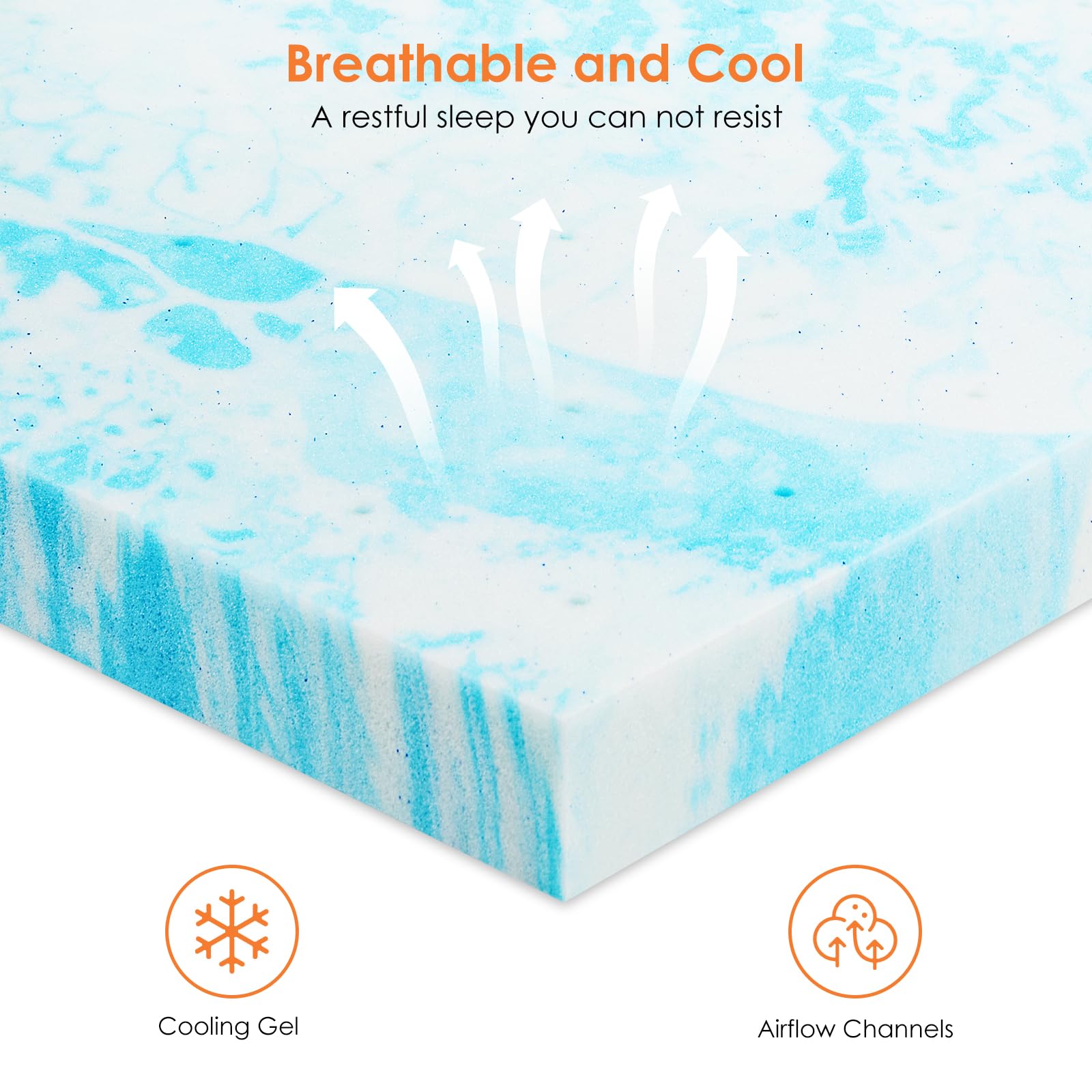 Sweetcrispy ventilated topper top view demonstrates breathable, long-lasting support.