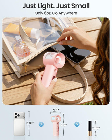 Sweetfull misting fan pink outdoors during travel and activity