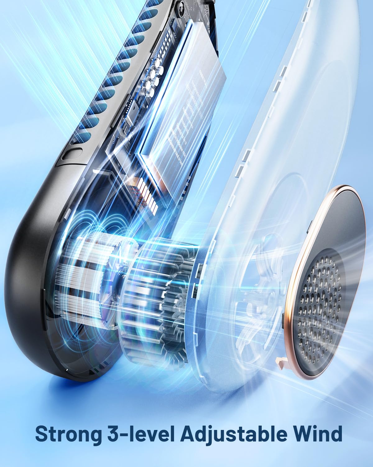 Sweetfull neck fan showing a 4000mAh battery for long use.