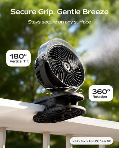 SWEETFULL clip-on fan cooling during treadmill workout.
