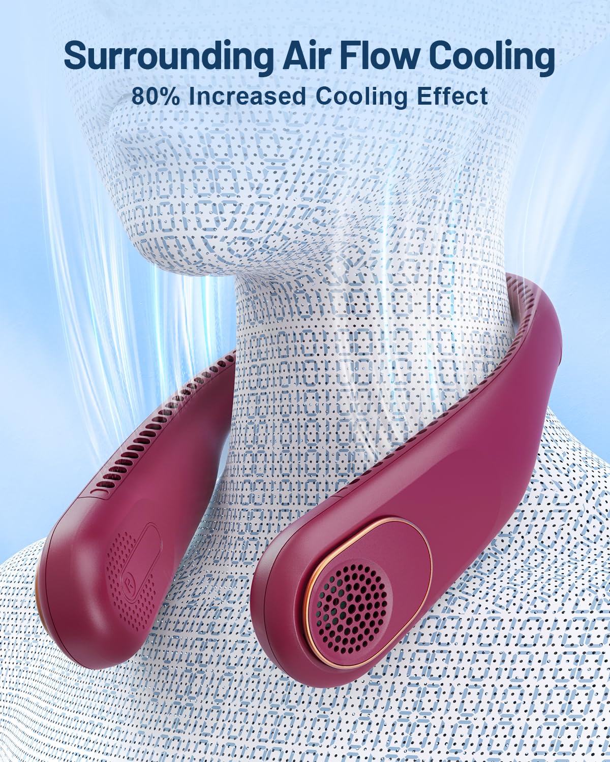 SWEETFULL wearable neck fan offers hands-free cooling for travel.