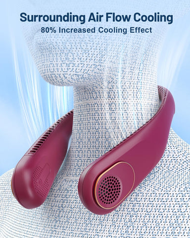 SWEETFULL wearable neck fan offers hands-free cooling for travel.