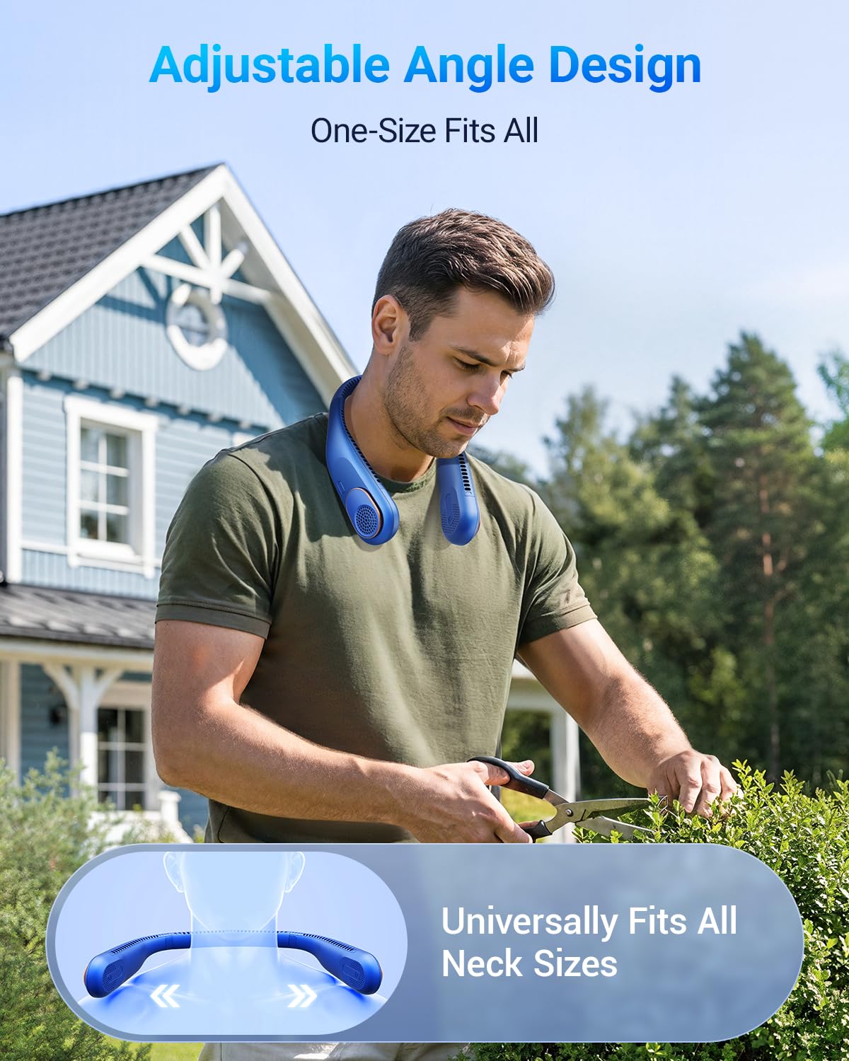 Sweetfull wearable neck fan stays secure during movement.