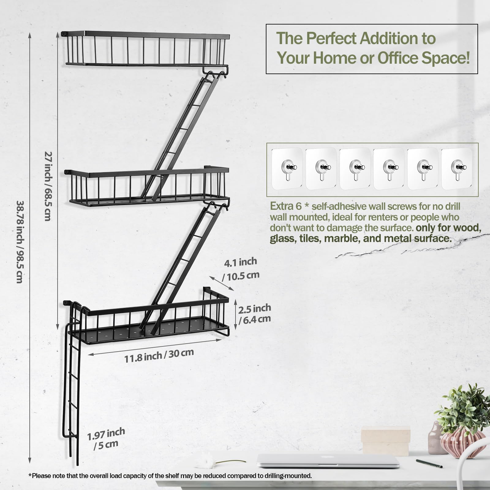 SweetSage Fire Escape Shelf in black metal finish enhances modern room decor.