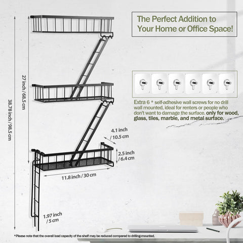 SweetSage Fire Escape Shelf in black metal finish enhances modern room decor.