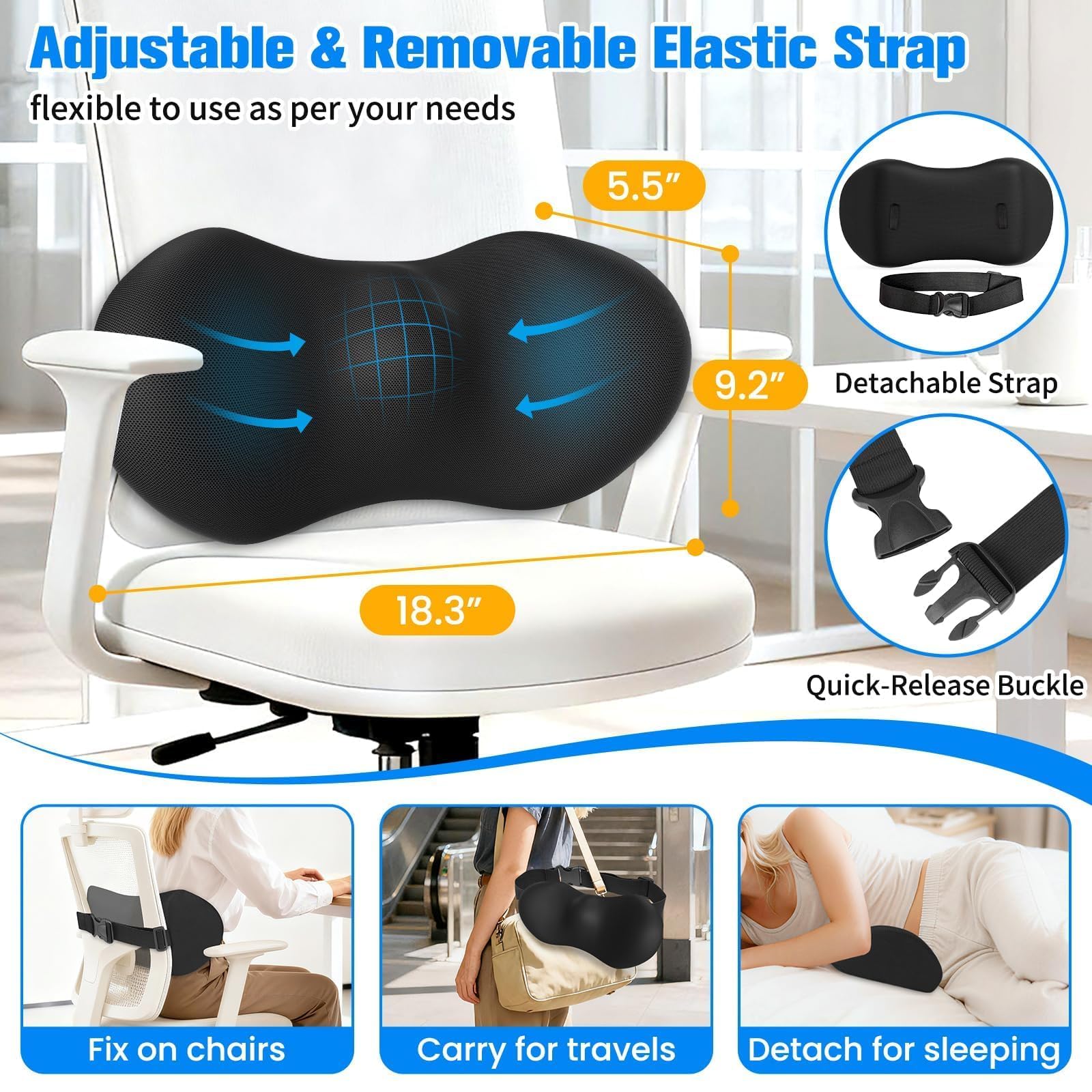 SweetSlubr adjustable strap keeps back support securely in place.