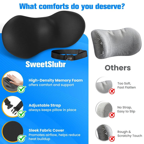 SweetSlubr office chair to car seat versatility in one pillow.