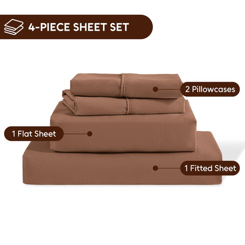 Swiftify queen sheet set fitted sheet features a 16-inch deep pocket for a secure fit