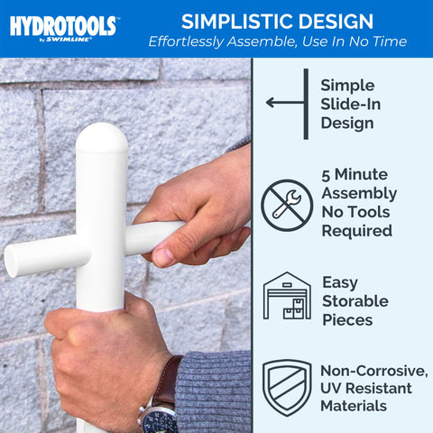 Swimline HydroTools 89032 fillable water-weighted base for stable placement.