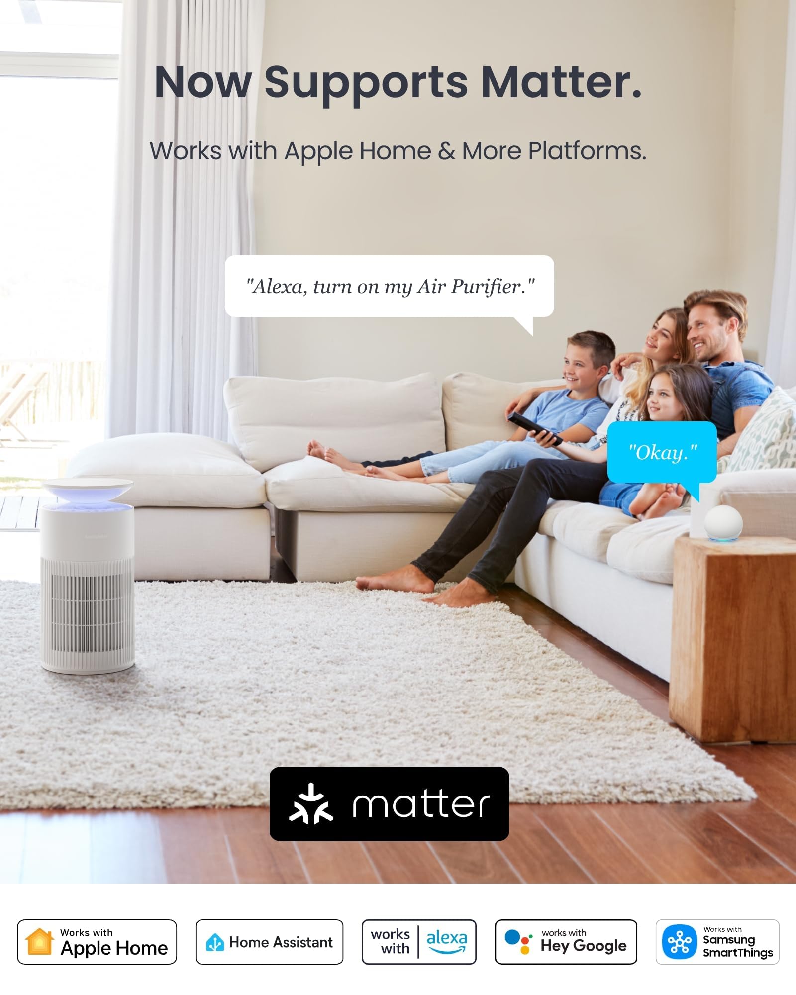SwitchBot Air Purifier digital display shows real-time air quality.
