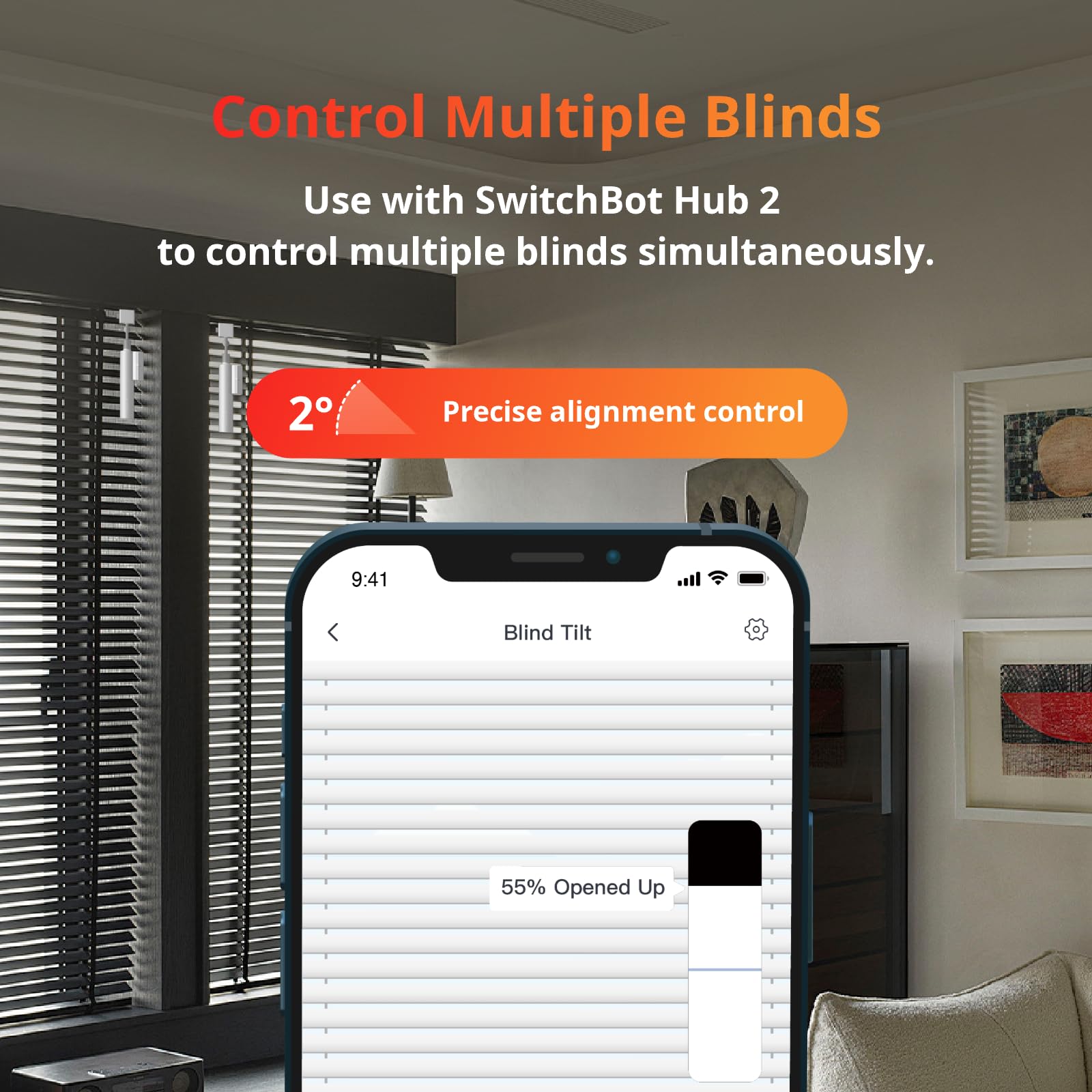 SwitchBot control groups simplify managing multiple blinds from one app.