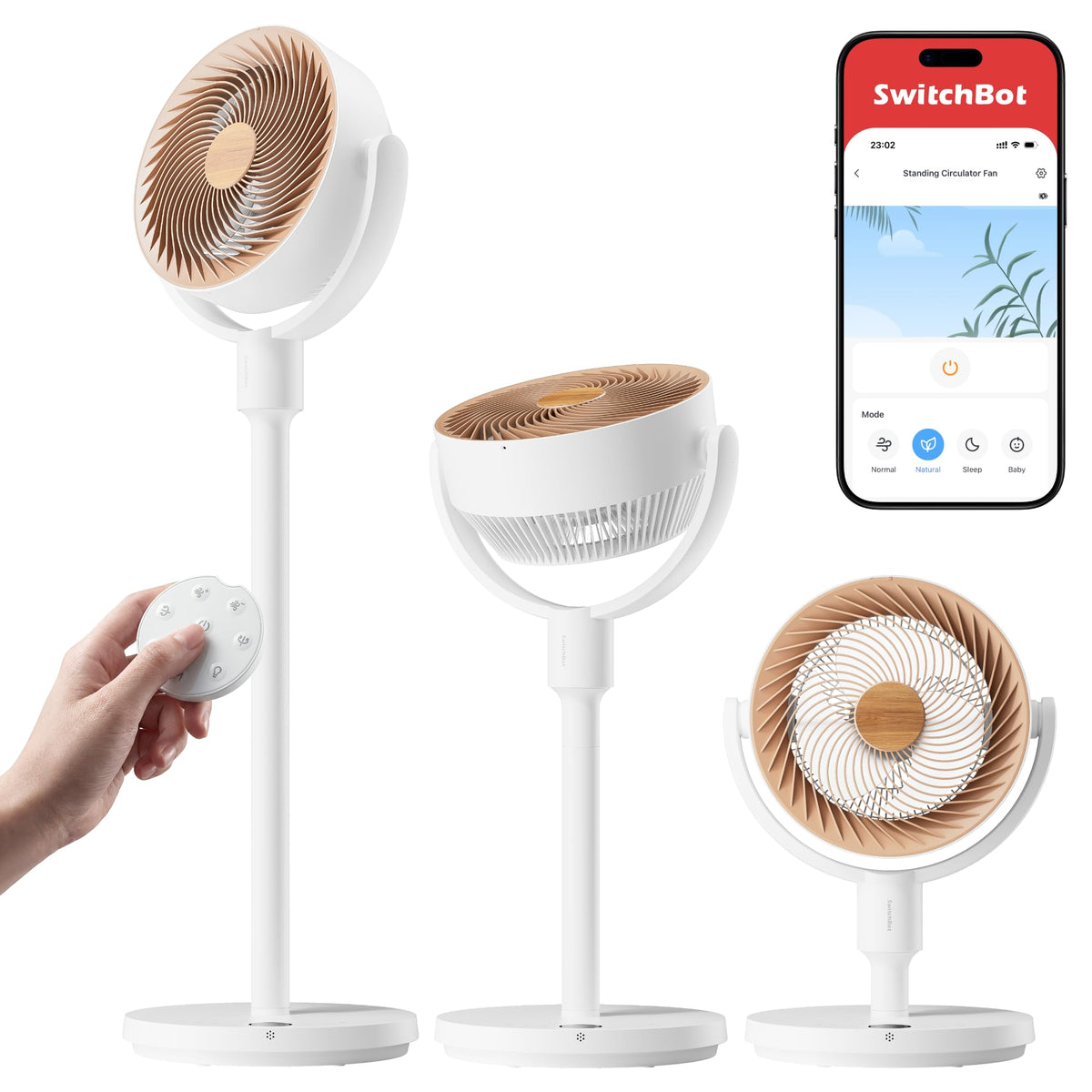 SwitchBot Smart Pedestal Fan with air flow for fast room cooling.