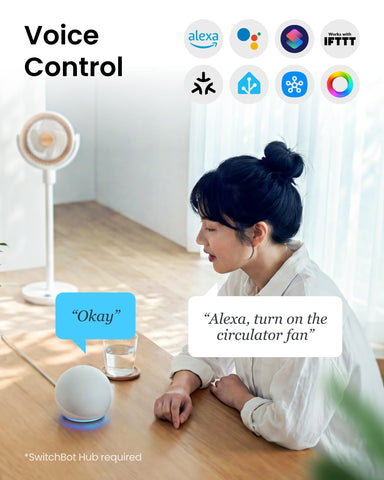 90-degree oscillation and 100-degree tilt for broad airflow.