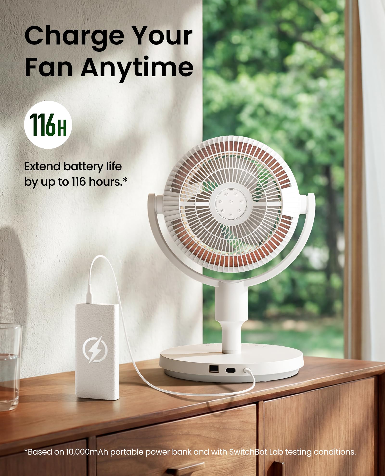 Whisper-quiet Sleep mode on SwitchBot fan for restful nights.