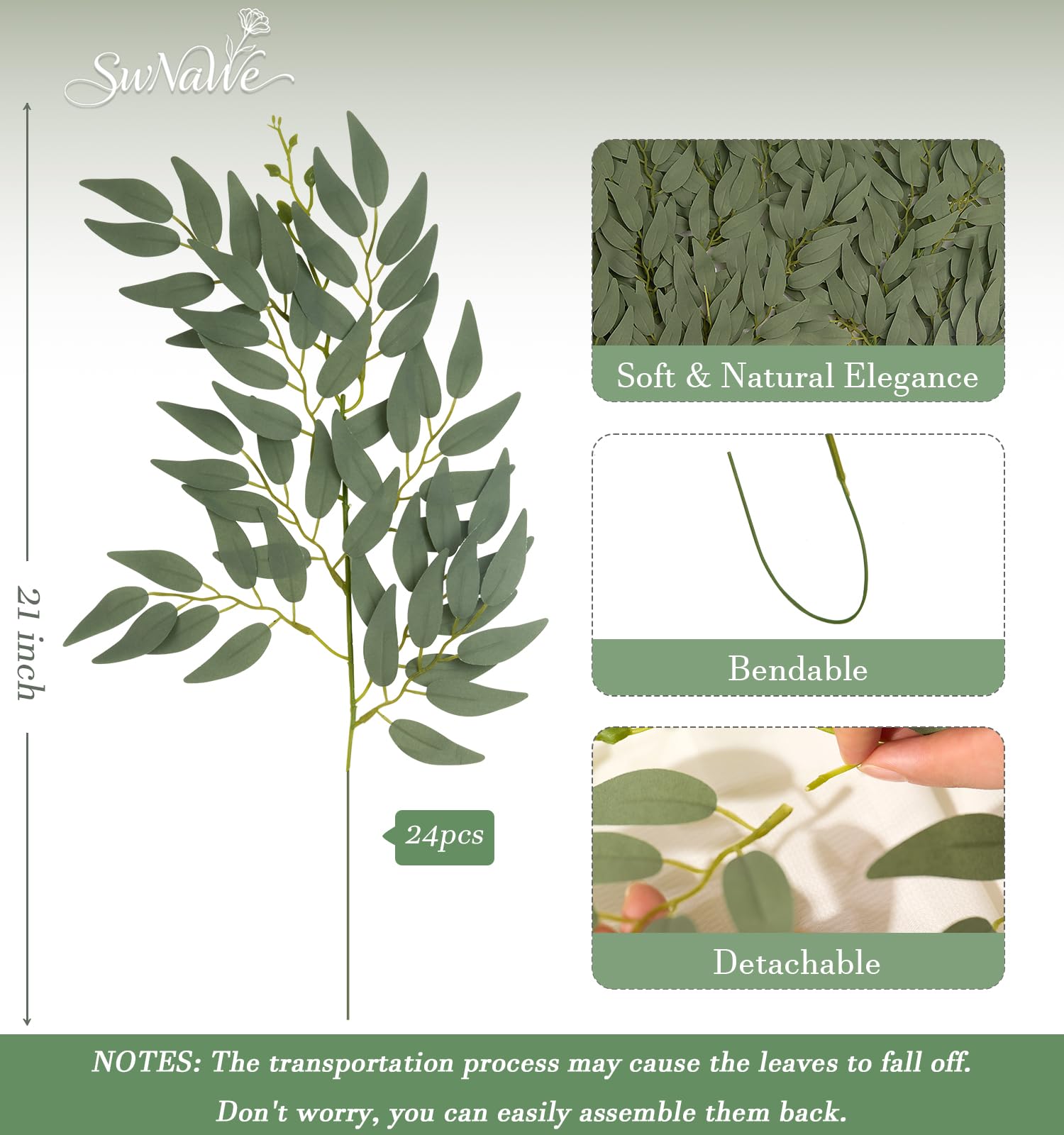 SWNAWE Italian Ruscus DIY garland-length stems for timeless decor.