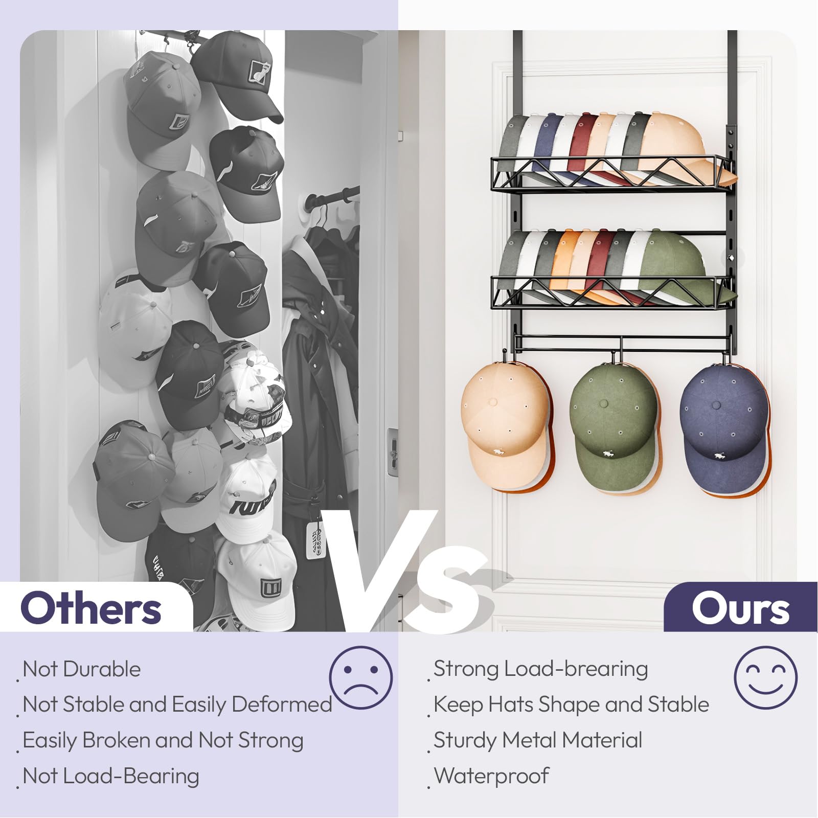 SWTYMIKI adjustable basket heights adapt to different cap sizes.