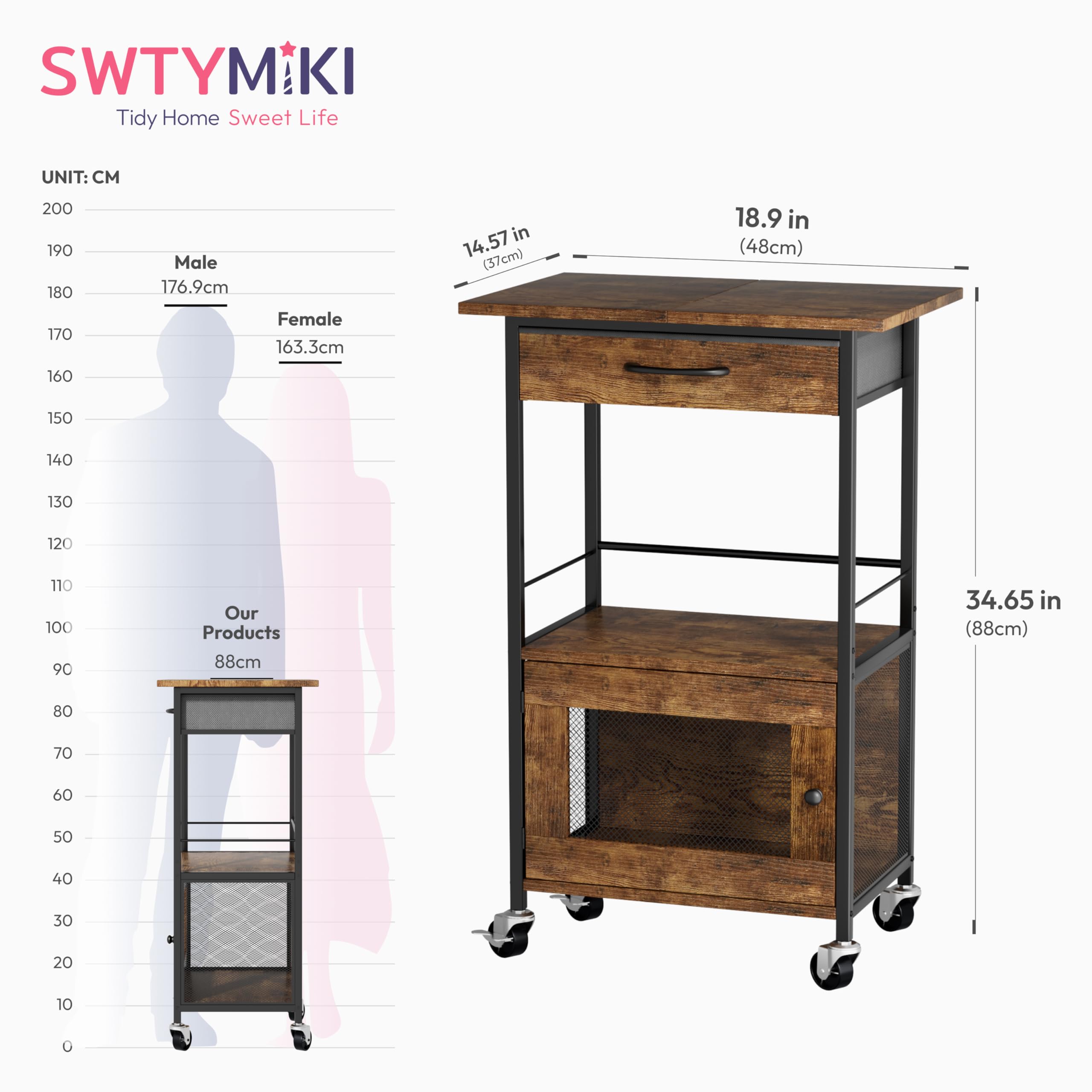 Swtymi Buffets compact kitchen stand for living rooms and entryways.
