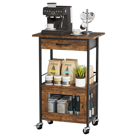Swtymi Buffets coffee bar rolling cart for easy mobility.