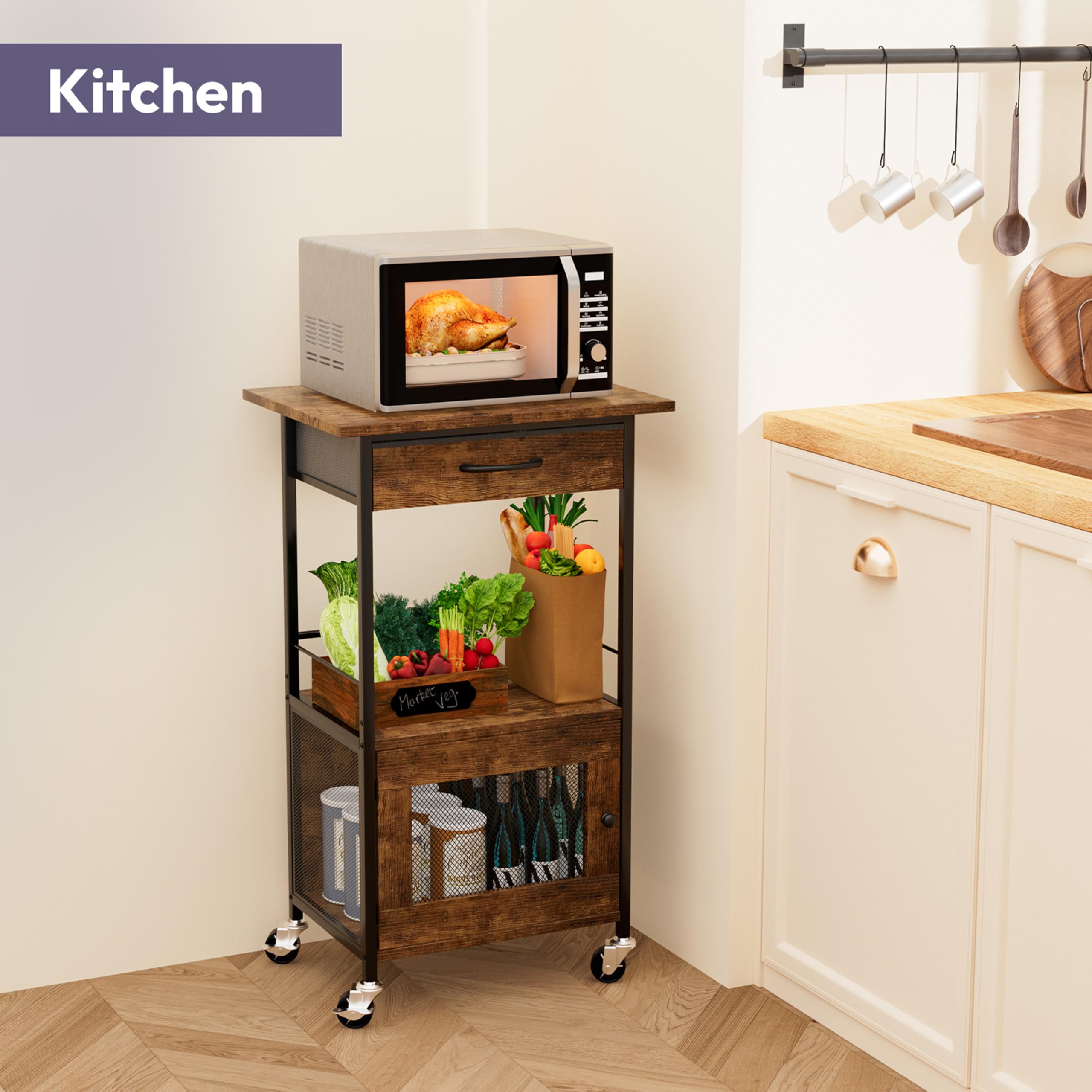 Swtymi Buffets transparent door with hidden drawer keeps surfaces neat.