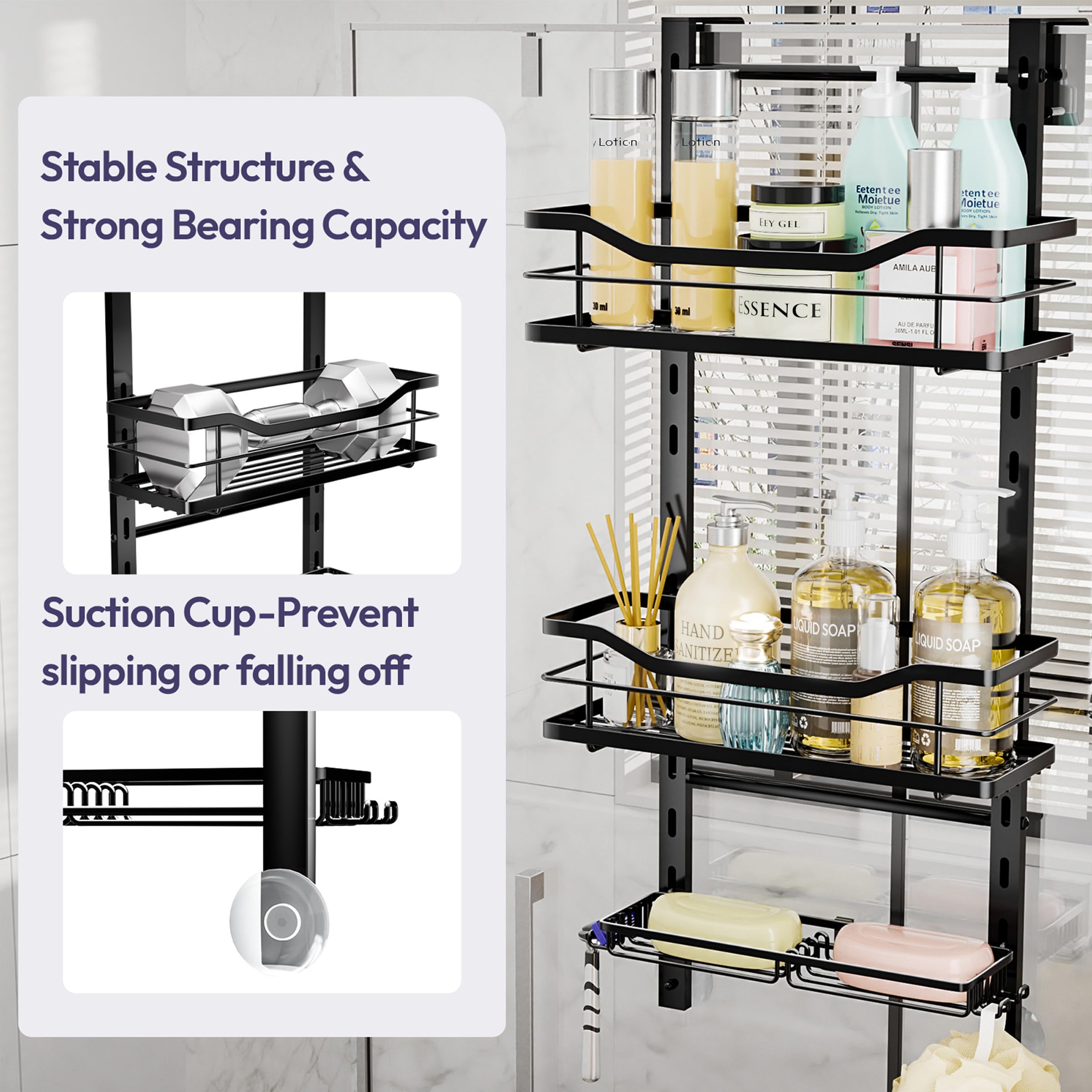 SWTYMIKI dual suction cups add stability against sliding during daily use.