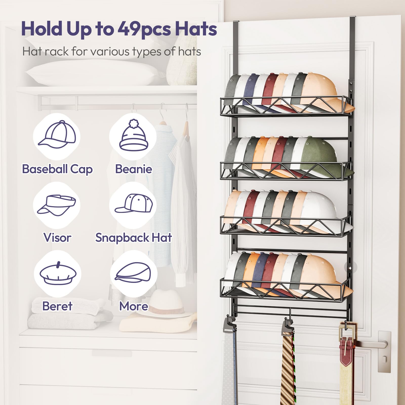 SWTYMIKI adjustable baskets demonstrate height flexibility on the door