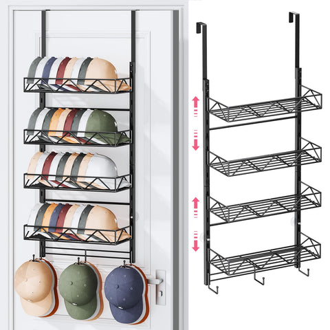 SWTYMIKI hat organizer over-door 5-tier front view for easy access storage