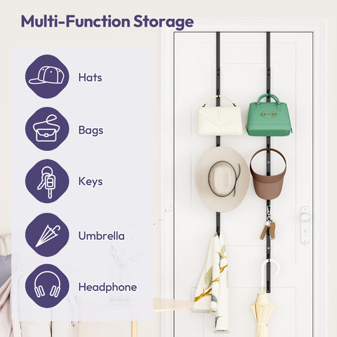 SWTYMIKI door hanging bag rack in a bedroom closet keeps essentials within reach.