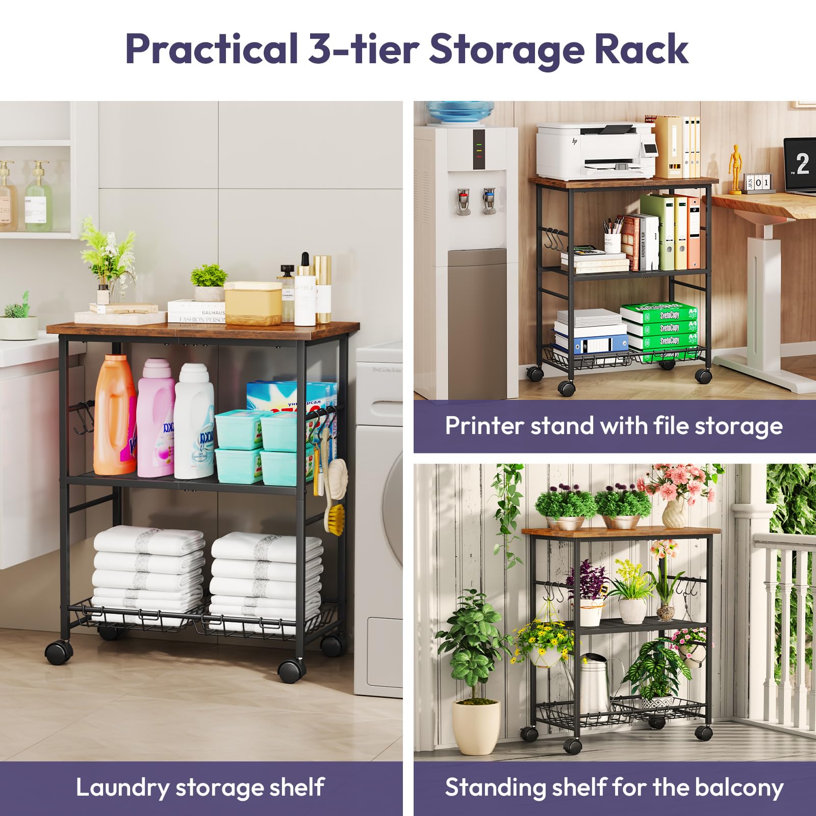 SWTYMIKI cart includes six S-hooks for utensils and towels.