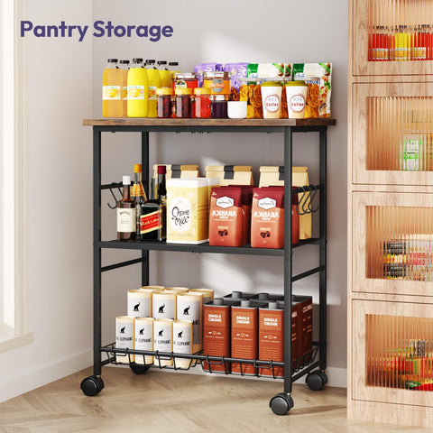 SWTYMIKI rolling kitchen cart spacious shelves for fruits and appliances.