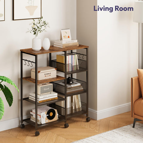 SWTYMIKI 4-tier storage on wheels keeps spices and dishes within reach
