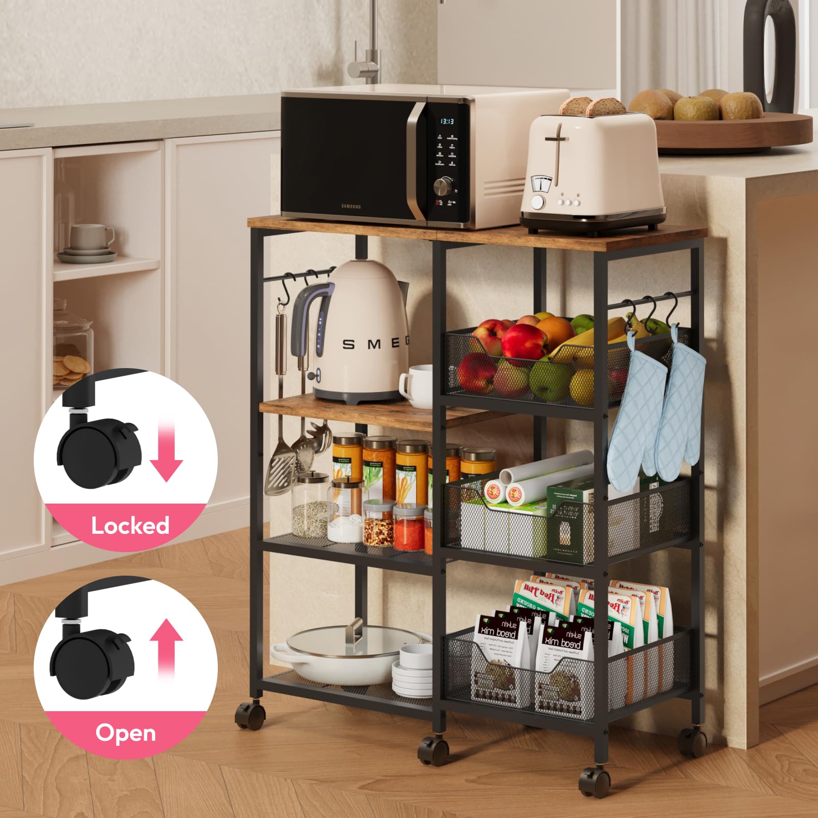SWTYMIKI locking casters keep the cart secure when needed