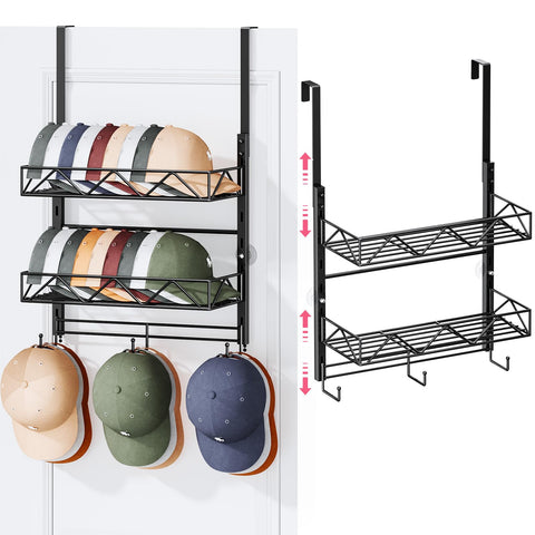 SWTYMIKI over door hat organizer with three tiers for tidy hat storage.