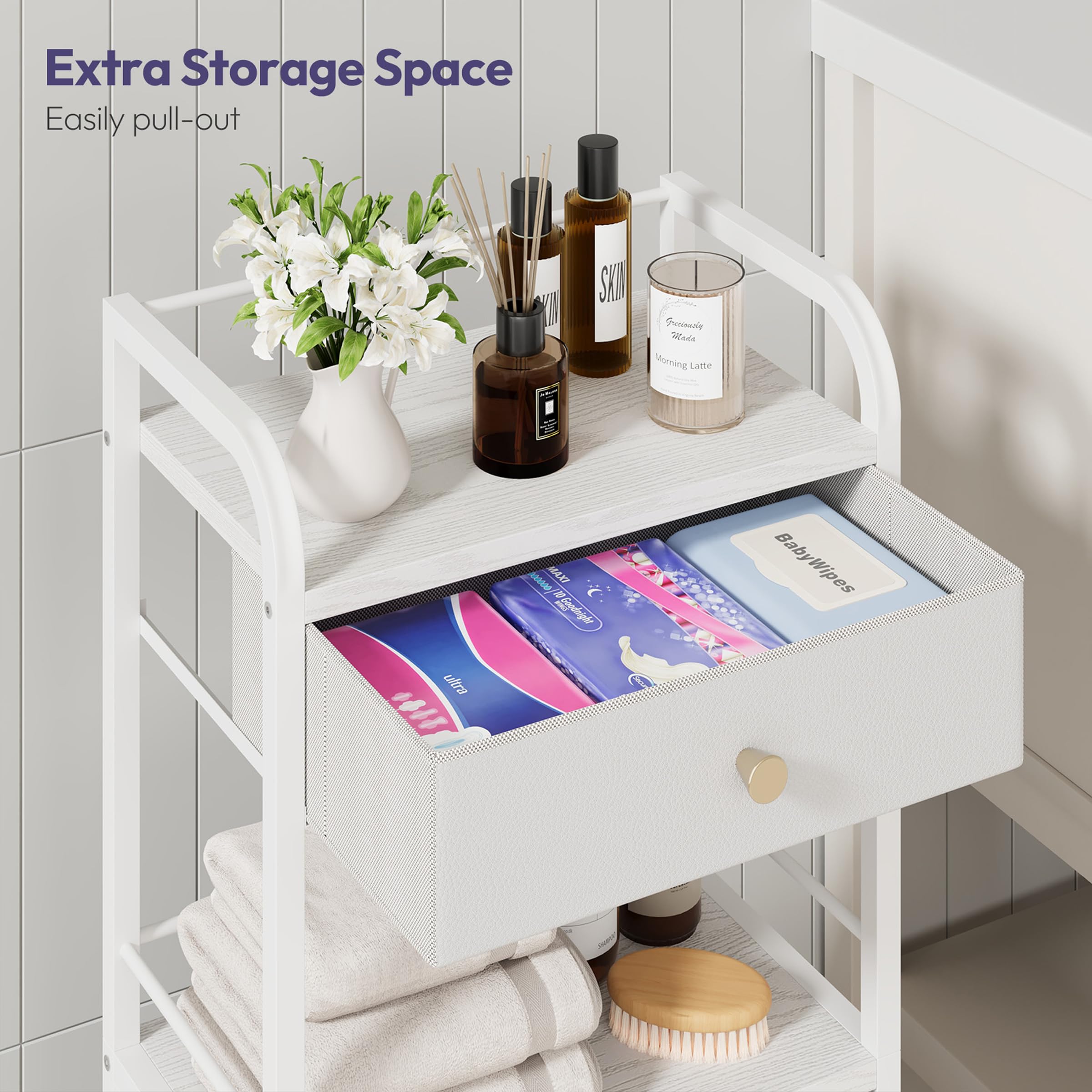SWYTMIKI slim design fits tight bathroom corners for efficient storage