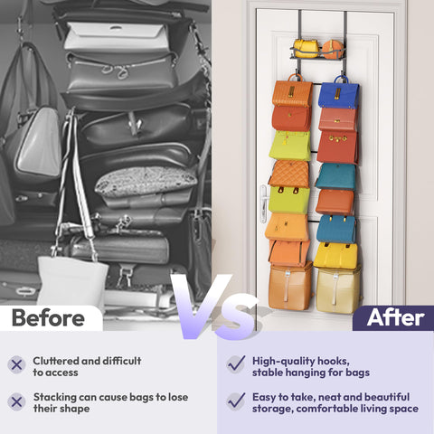 SWTYMIKI coated metal construction is rust-resistant and sturdy for daily handbag organization